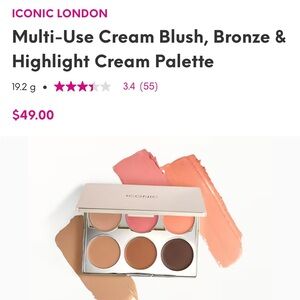 Iconic London Multi-Use Blush, Bronze, and Highlight Cream Pallet